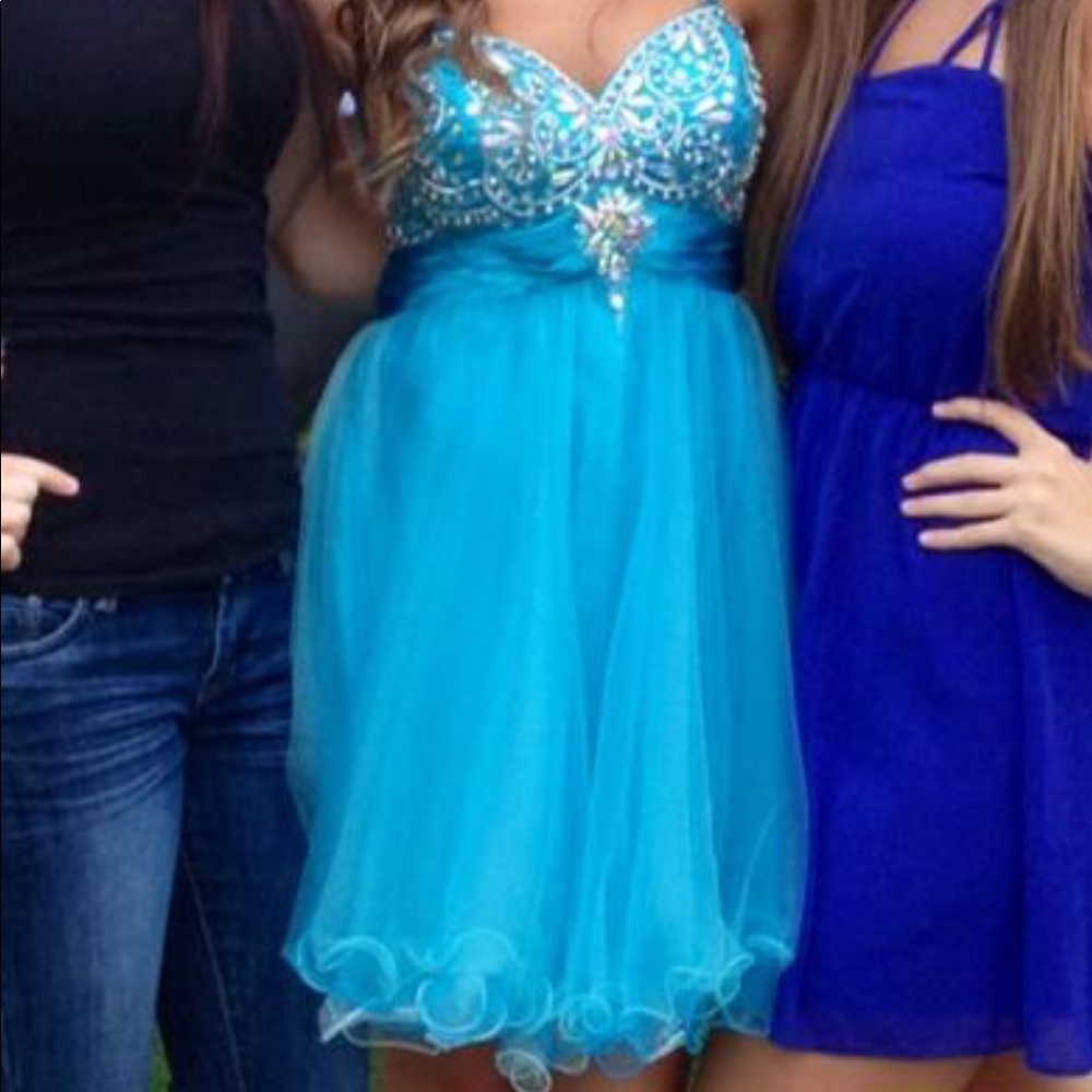 short blue dress